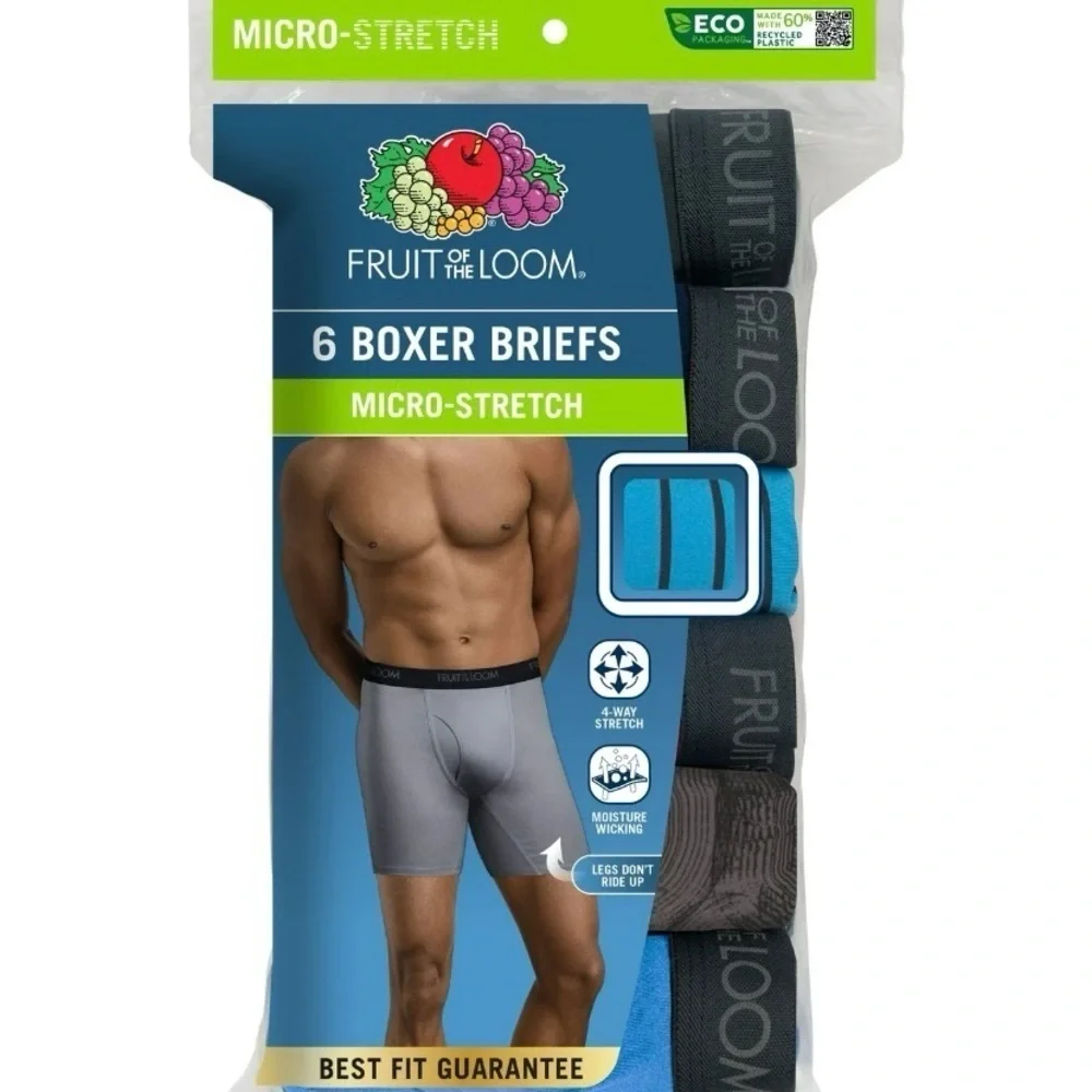 Fruit of the Loom Men's Micro-Stretch Boxer Briefs, 6-Pack